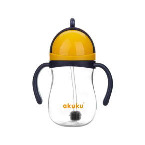 Bidon ze słomką z odważnikiem navy blue-yellow AKUKU