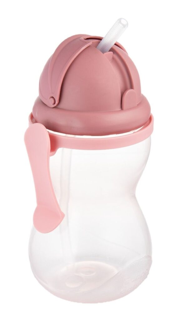 Canpol babies Bidon ze składaną rurką silikonową 370 ml różowy