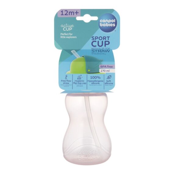 Canpol babies Bidon ze składaną rurką silikonową 270 ml niebieski