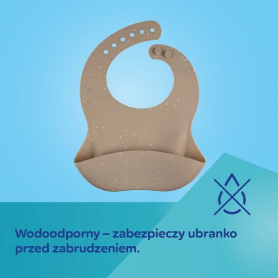 Śliniak silikonowy Canpol babies z kieszonką DOTS szary
