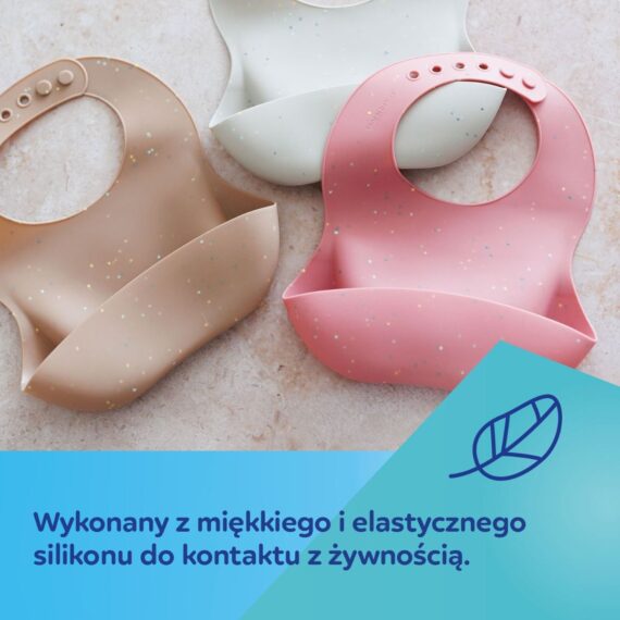 Śliniak silikonowy Canpol babies z kieszonką DOTS szary