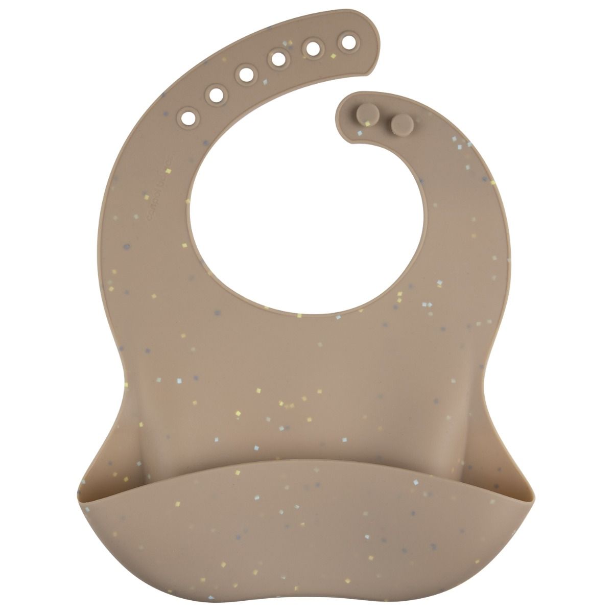 Śliniak silikonowy Canpol babies z kieszonką DOTS beżowy