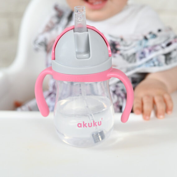 Bidon ze słomką z odważnikiem AKUKU 280 ml