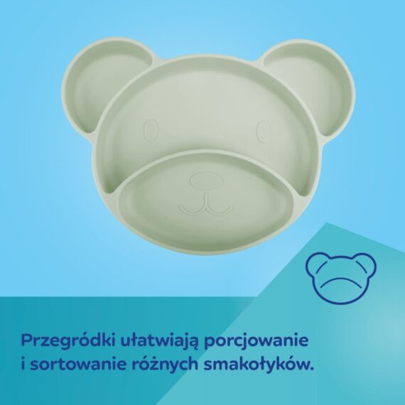 Silikonowy trójdzielny talerzyk Canpol babies z przyssawką MIŚ beżowy