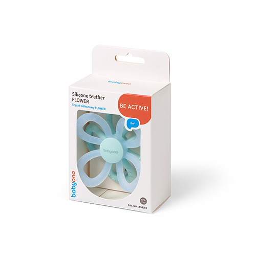Gryzak silikonowy FLOWER niebieski Babyono