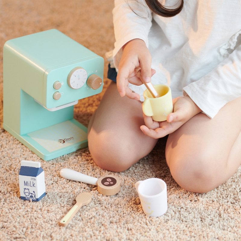 Drewniany ekspres do kawy zestaw 7 el.