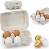 Drewniane jajka do krojenia w wytłoczce