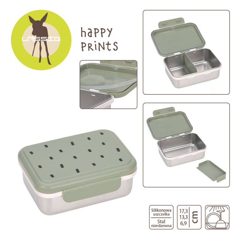 Lunchbox ze stali nierdzewnej Happy Prints oliwkowy Lassig