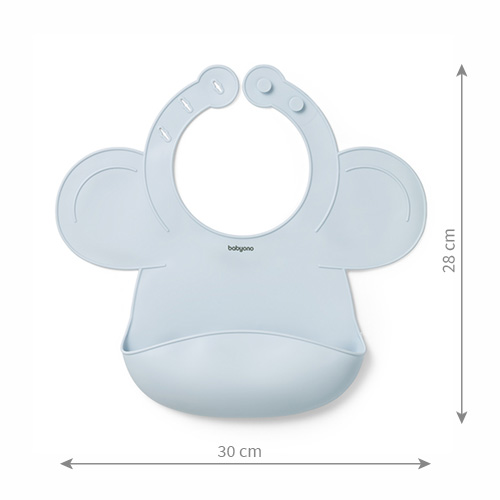 Silikonowy śliniak z regulowanym zapięciem niebieski Babyono