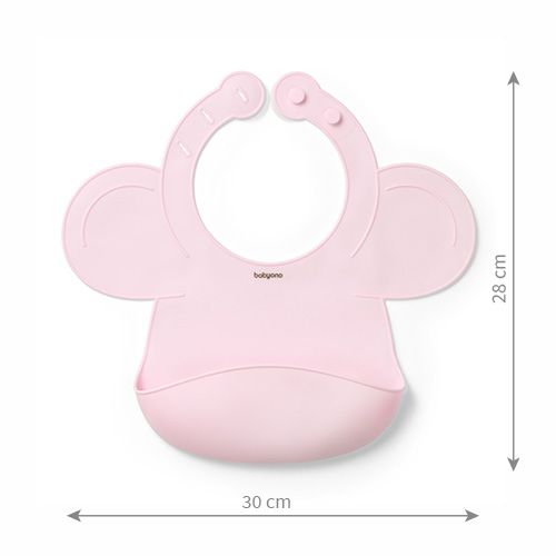 Silikonowy śliniak z regulowanym zapięciem różowy Babyono