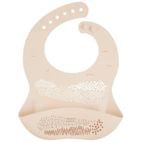 Śliniak silikonowy z kieszonką MOUNTAINS kremowy