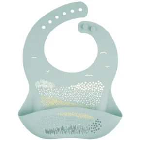 Śliniak silikonowy z kieszonką MOUNTAINS zielony