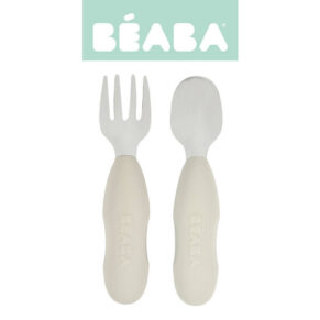 Zestaw pierwszych sztućców ze stali nierdzewnej Velvet grey Beaba