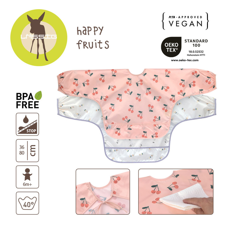 Zestaw śliniaków z długim rękawem 2szt. 6m+ Happy Fruits Cherry Lassig