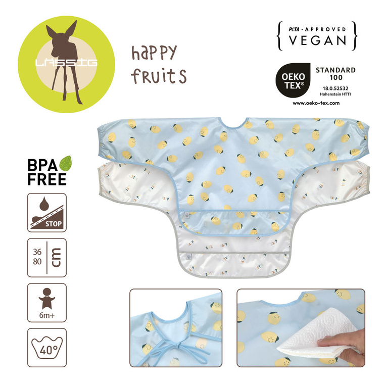 Zestaw śliniaków z długim rękawem 2szt. 6m+ Happy Fruits Lemon Lassig