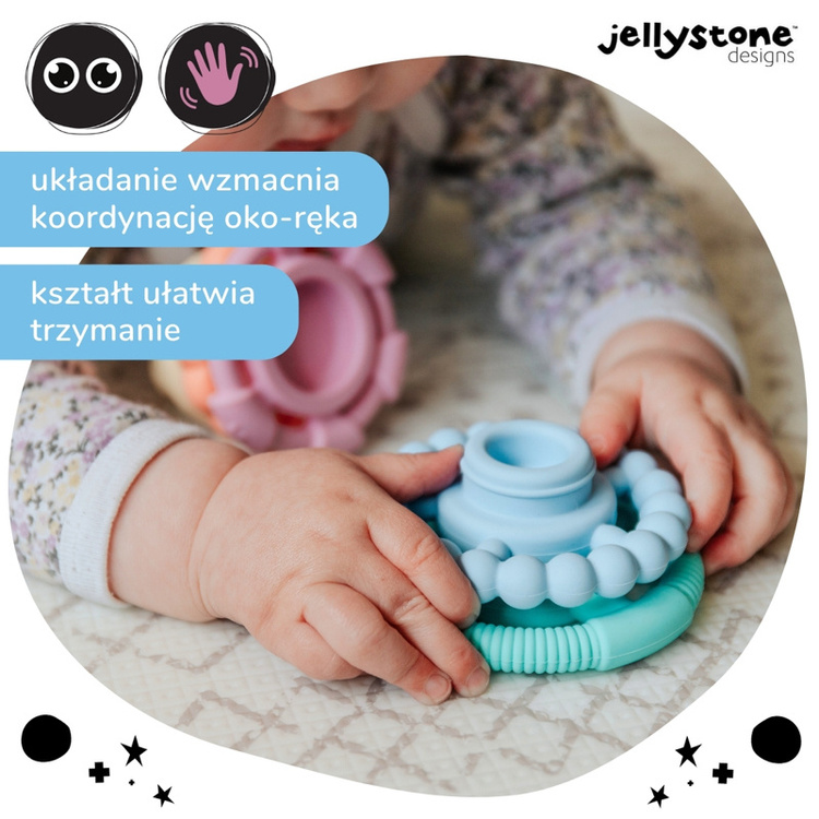 Silikonowy gryzak Mała Wieża, pastelowy, Jellystone Designs
