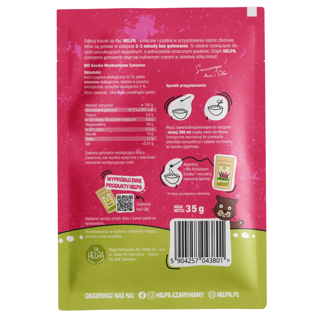 BIO Kaszka błyskawiczna cynamon Helpa 35 g 2