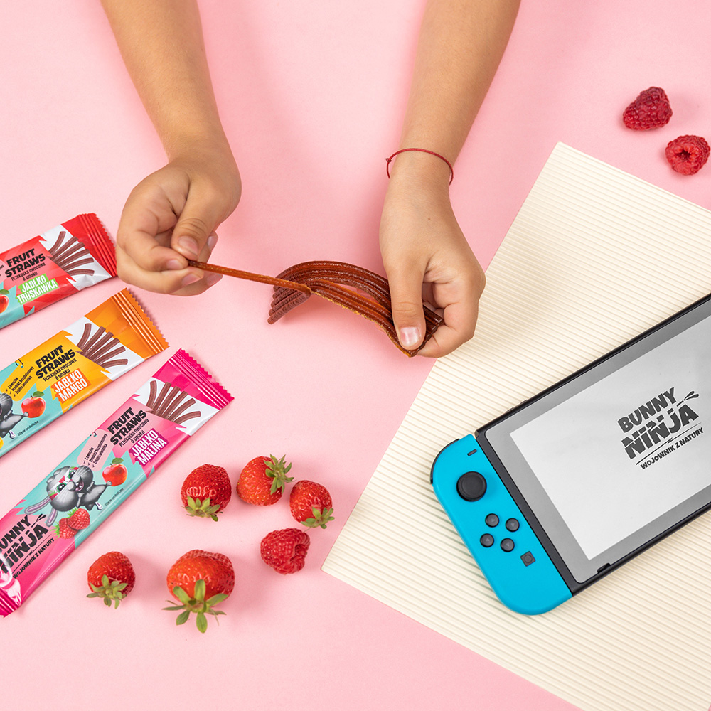 Bunny Ninja pałeczki owocowe o smakujabłko-truskawka 16g