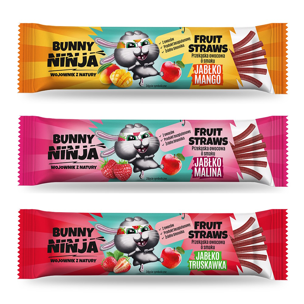 Bunny Ninja pałeczki owocowe zestaw 3 szt.