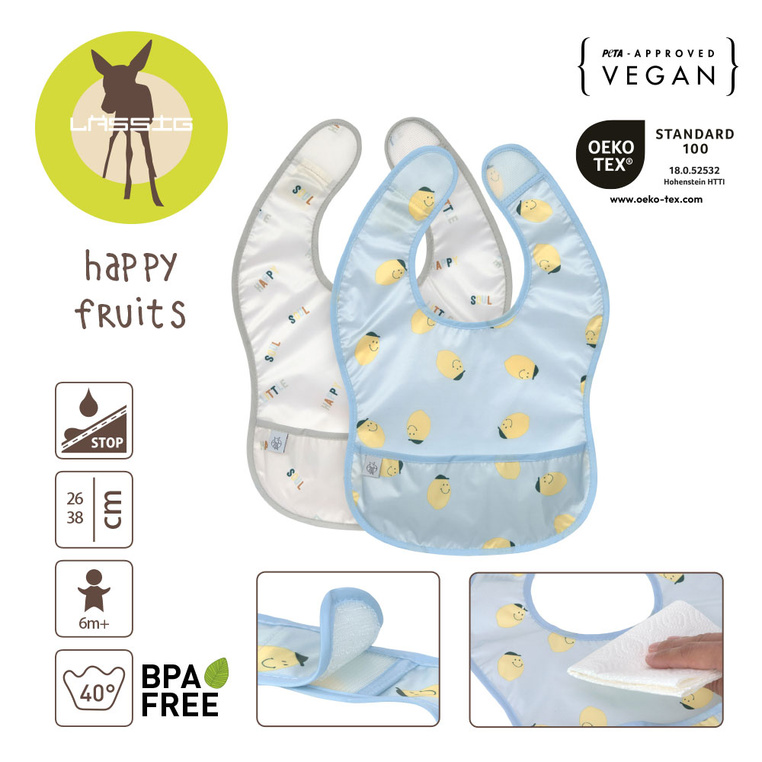 Zestaw śliniaków wodoodpornych 6m+ Happy Fruits Lemon Lassig