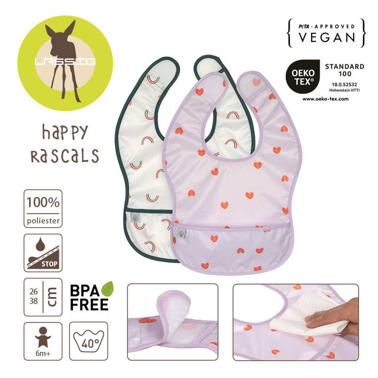 Zestaw śliniaków wodoodpornych 6m+ Heart lavender Lassig