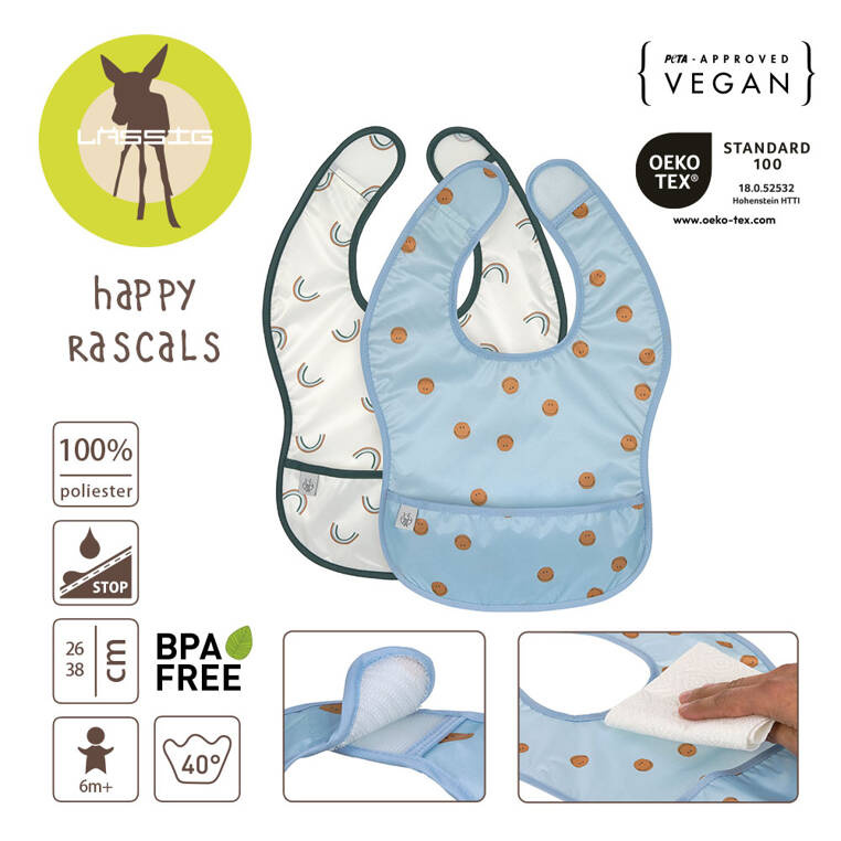 Zestaw śliniaków wodoodpornych 6m+ Smile sky blue Lassig