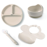 Zestaw do rozszerzania diety Babyono ze śliniakiem beżowy