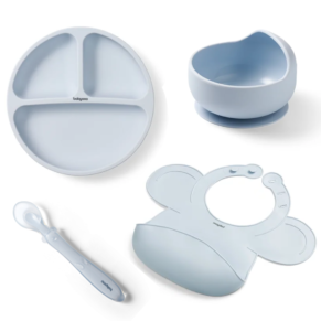 Zestaw do rozszerzania diety Babyono ze śliniakiem niebieski