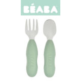 Zestaw pierwszych sztućców ze stali nierdzewnej Sage green Beaba