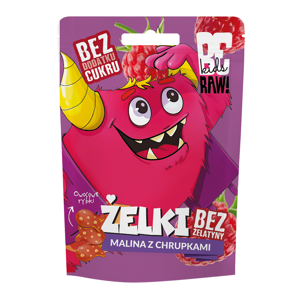 Żelki bez dodatku cukru Malina z chrupkami Beraw