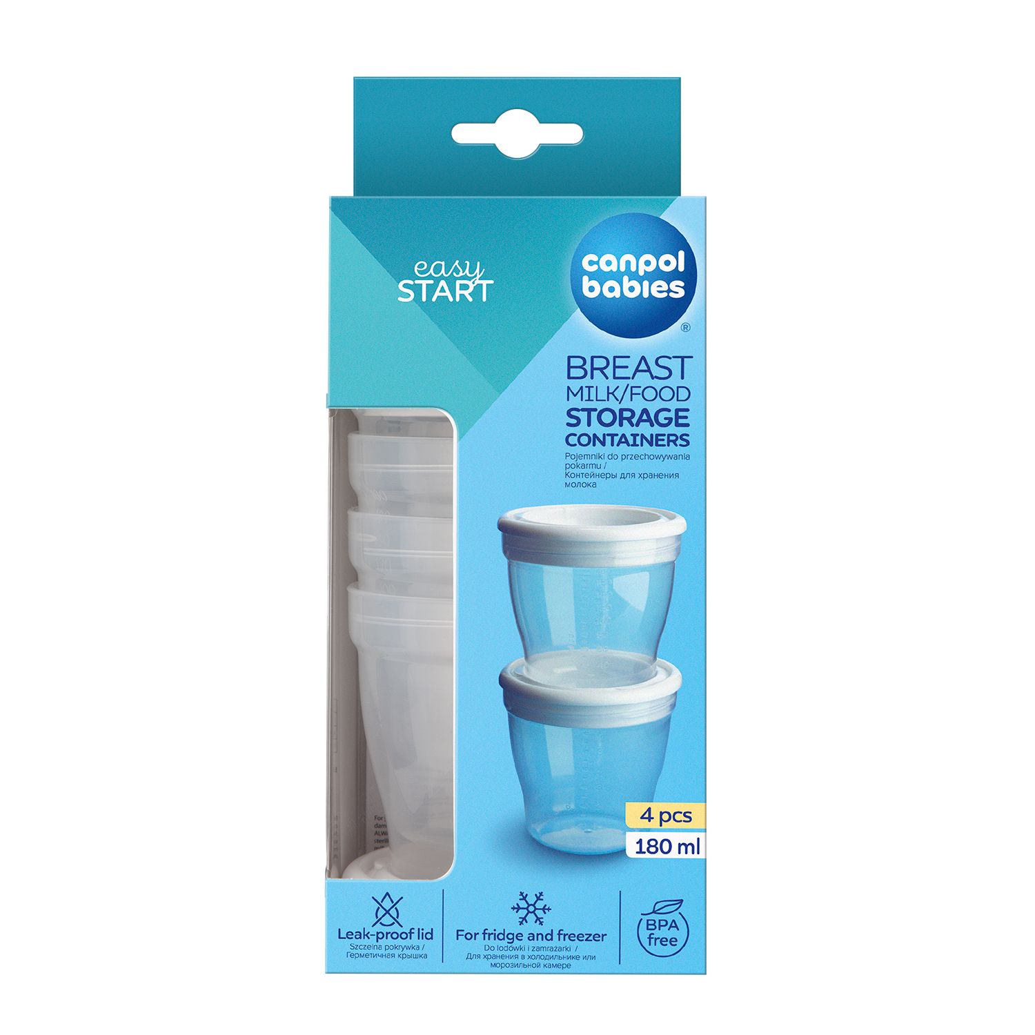 Pojemniki do przechowywania mleka / pokarmu 4 szt. (180 ml) Canpol babies