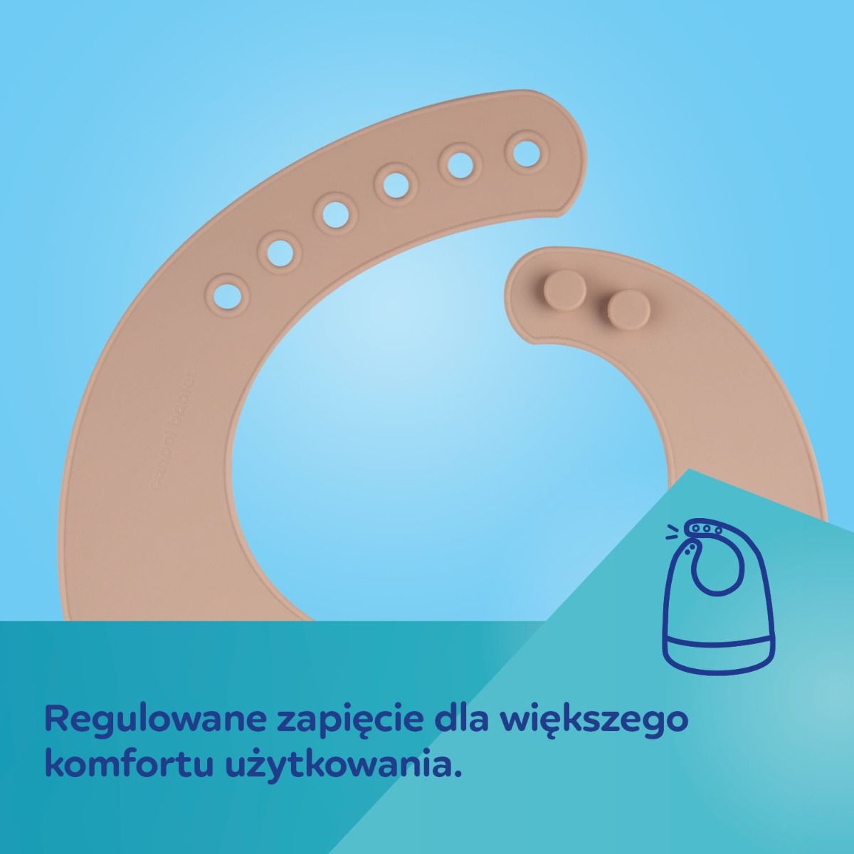 Śliniak silikonowy z kieszonką MOUNTAINS beżowy