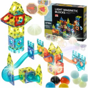 Klocki magnetyczne tor kulkow świecący 75 elementów