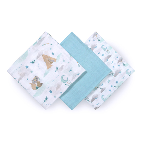Naturalne pieluszki z włókien bambusa NATURAL BAMBOO niebieski 3 szt. 70x70 Babyono