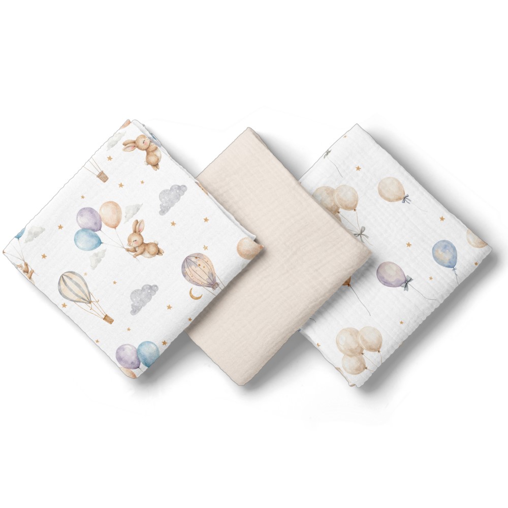 Pieluszki muślinowe 70x70cm 3pack. beż Bocioland