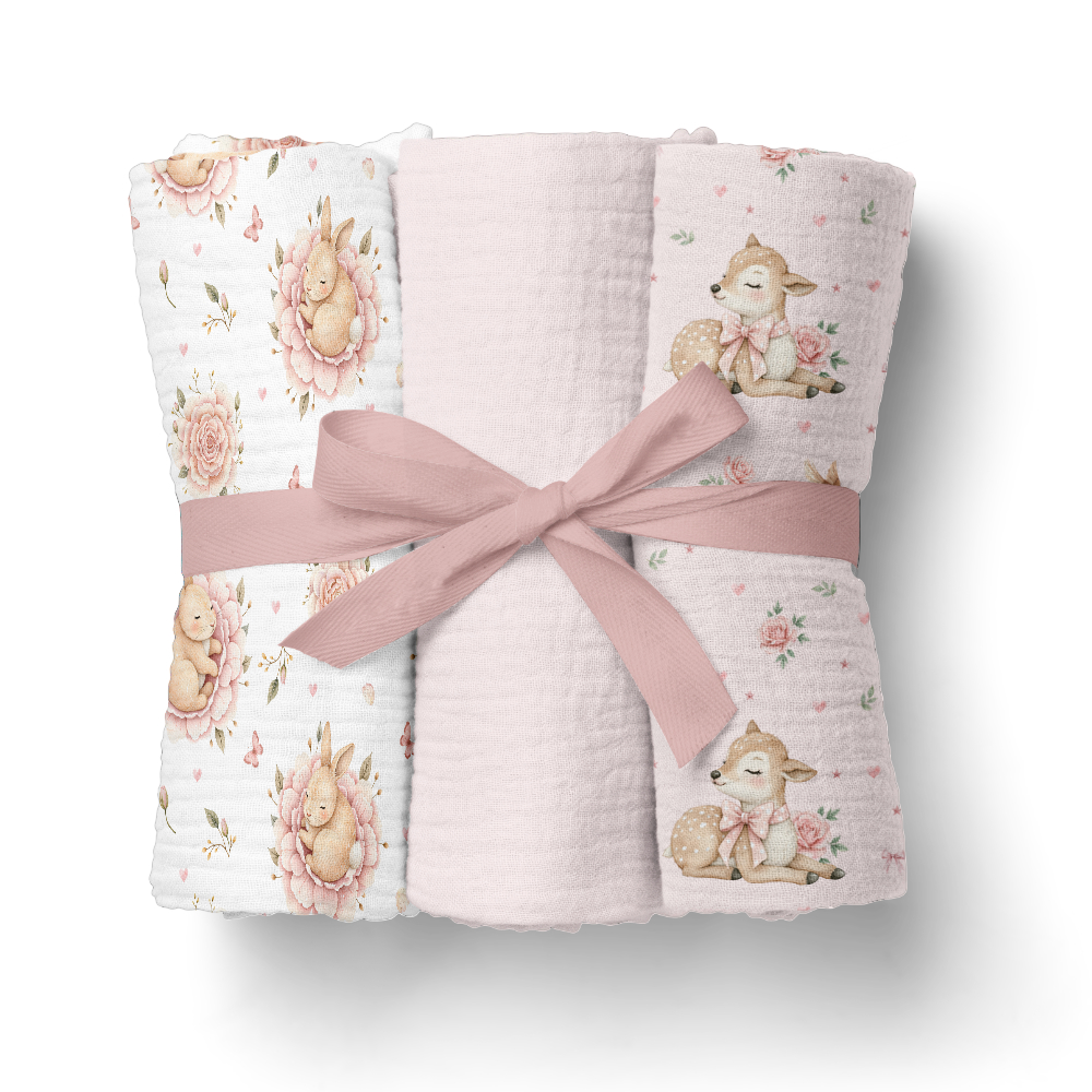 Pieluszki muślinowe 70x70cm 3pack. róż Bocioland