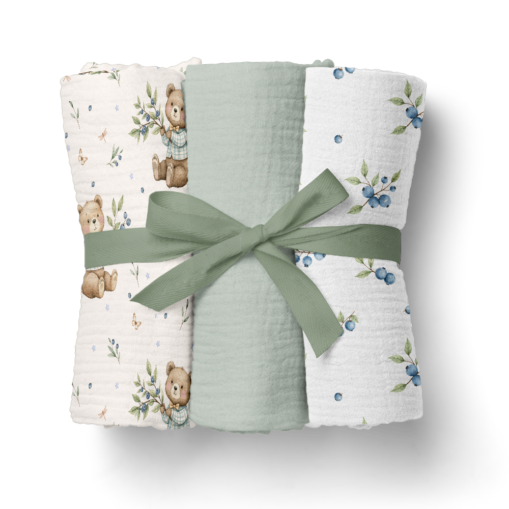 Pieluszki muślinowe 70x70cm 3pack. zielony Bocioland