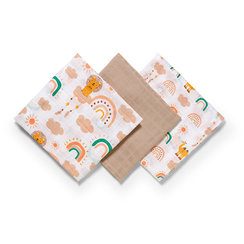 Pieluszki muślinowe. Super miękkie beżowe 3 szt. 70x70 Babyono