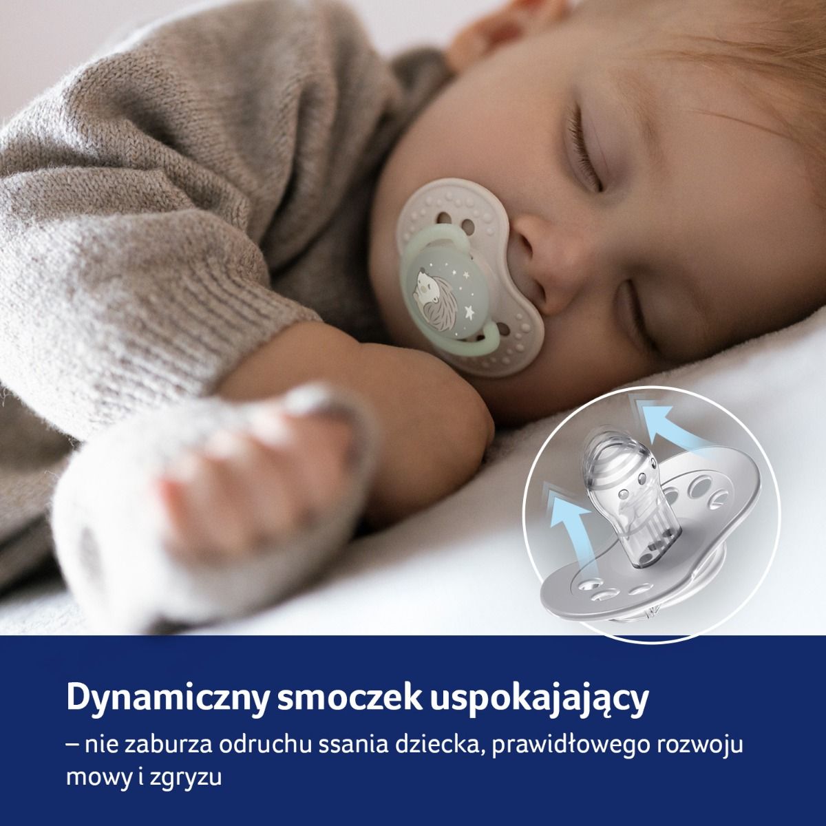 Smoczek silikonowy dynamiczny LOVI 0-6mc 2 szt. Night&Day Hedgehog