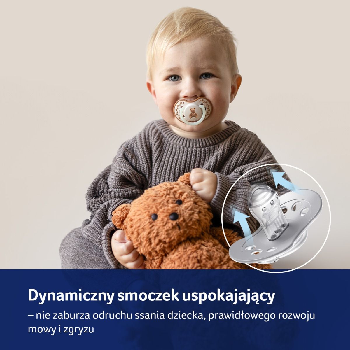 Smoczek silikonowy dynamiczny LOVI 6-18mc 2 szt. Teddy Love